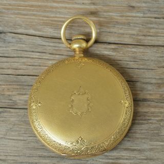 Antique Breitling Laederich Pocket Watch In 18k Yellow Gold,  Rare