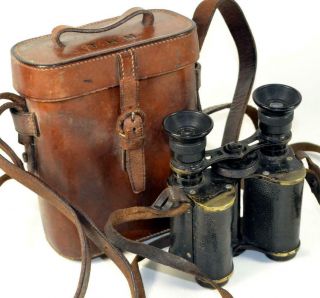 Antique Ross Prism Military Binoculars 8x C/w Case - Ser No 28896 - C.  1910