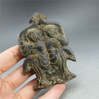 China,  jade,  hongshan culture,  hand carving,  natural jade,  dancer,  pendant A2 2