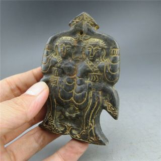 China,  jade,  hongshan culture,  hand carving,  natural jade,  dancer,  pendant A2 3