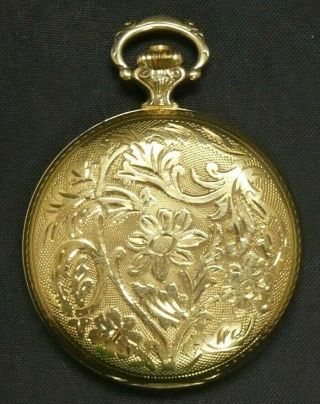 14k Gold Antique Le Soir Fabuleaux Swiss Made Pocket Watch Floral Engraved Case