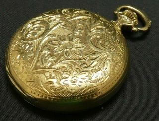 14k Gold Antique Le Soir Fabuleaux Swiss Made Pocket Watch Floral Engraved Case 2