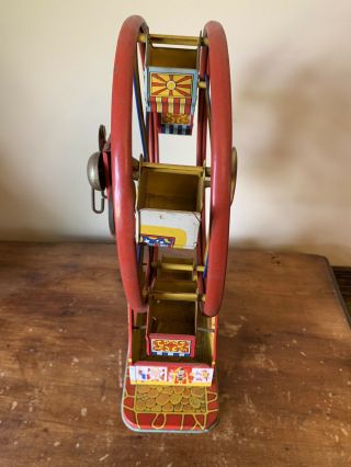 Vintage J.  Chein Hercules Ferris Wheel Tin Litho Wind Up Toy 2