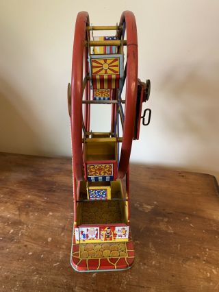 Vintage J.  Chein Hercules Ferris Wheel Tin Litho Wind Up Toy 4