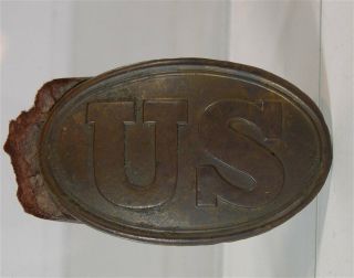 1860s Civil War Cast Brass " U S " Oval Belt Plate / Buckle Dug At The Wilderness