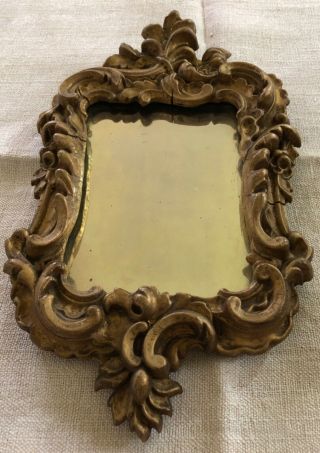 Antique Wall Hanging Mirror In Ornate Gilded Frame