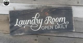 Primitive Handmade Wooden Sign Laundry Room Country Rustic Distressed Home