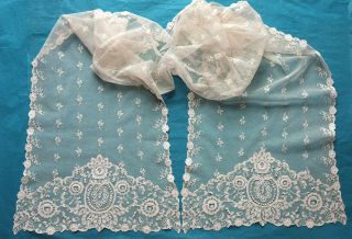 Antique Embroidered Net Lace Shawl