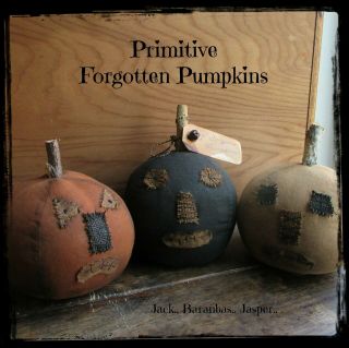 3 Primitive Halloween The Forgotten Pumpkins Doll Head Autumn Fall Decoration.