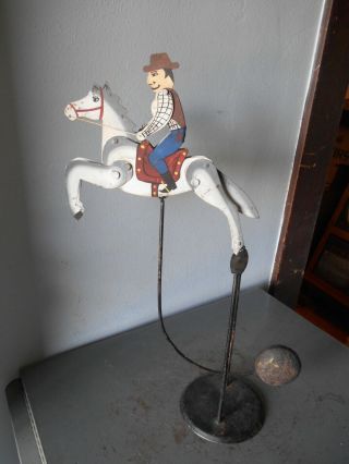 Vintage Pendulum Balance Metal Cowboy & Horse American Folk Art Toy