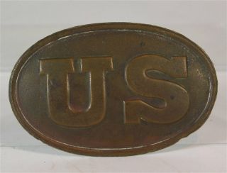 1860s Civil War Cast Brass " U S " Oval Cartridge Box Plate Dug Chancellorsville