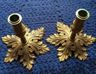 Virginia Metalcrafters/ Harvin Solid Brass Candleholder Pair 6 3/4” Tall