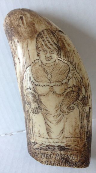 Vintage Faux Scrimshaw Resin Sperm Whale Tooth,  Rachel Pringle Of Barbadoes