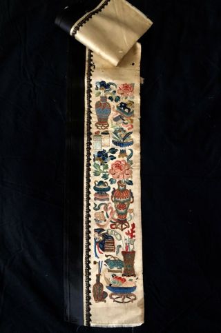 Antique Chinese Embroidered Single Robe Sleeve Border - Late 19th.  C.