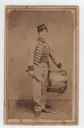 Cdv Of Union Civil War Soldier Drummer Boy Robert Henry Hendershott 8th & 9th Mi