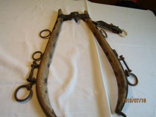 Antique Horse Mule Harness Double Hames Collar Yoke Rustic Decor Vintage Q7