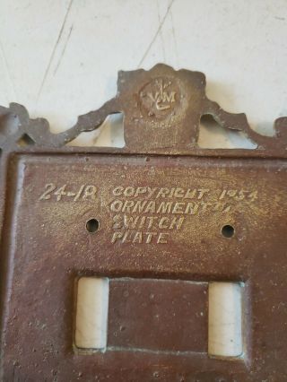Vtg Virginia Metal Crafters Ornamental Brass Double Switch Cover Plate VM 24 - 18 3