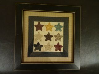 Primitive Star Quilt Block Wood Frame With Glass 12 X 12