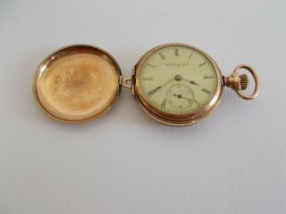 ANTIQUE ELGIN 14K SOLID GOLD POCKET WATCH 7 JEWELS FULL HUNTING CASE EST.  1899 6