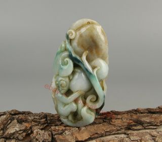 Chinese Jadeite Jade Pendant Carved Monkey And Peach