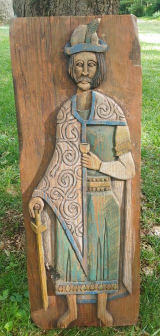 Antique Vintage Folk Art Unique Hand Carved Wood Figure Of Man
