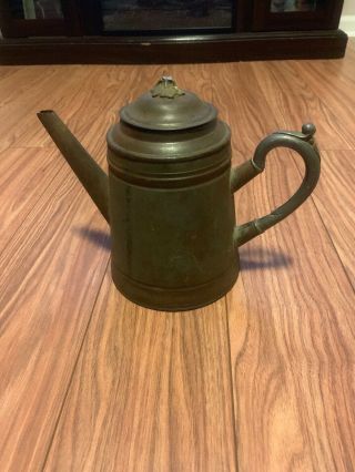 Old Vtg Antique Primitive Soldered Tin Kettle Tea Pot Metal Decoration