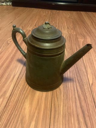 OLD VTG ANTIQUE PRIMITIVE SOLDERED TIN KETTLE TEA POT METAL Decoration 3