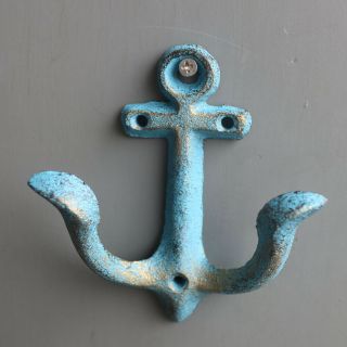 Vintage Rustic Cast Iron Nautical Anchor Wall Coat Hooks Rack For Bathroom Towel