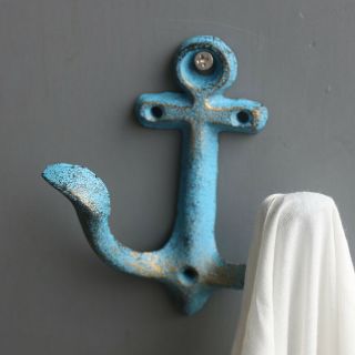 Vintage Rustic Cast Iron Nautical Anchor Wall Coat Hooks Rack for Bathroom Towel 2