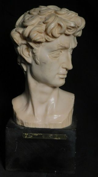 Vintage A Santini Polymer Marble Dust Bust David Michelangelo Statue Sculpture