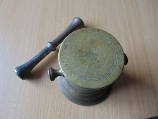 ANTIQUE 19th CENTURY MORTAR & PESTLE BRASS / BRONZE 2