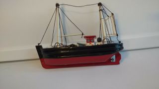 Wooden Model Boat Red & Black 7 " Long 6 " Tall 2 " Wide Great Details
