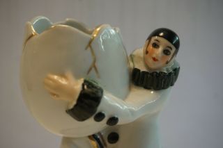 Vintage Porcelain Figurine Pierrot Egg Numbered Half Doll rel.  Powder Puff 2