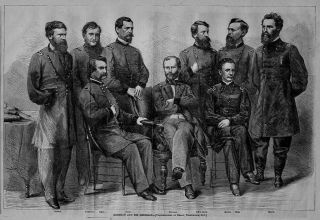 Civil War 1865 Sherman And His Generals Hazen John Logan Jeff Davis In Uniform