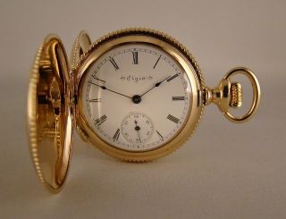 121 Years Old Elgin 14k Gold Filled Hunter Case Great Looking Pocket Watch
