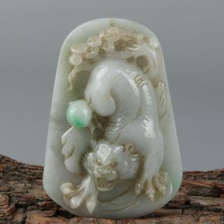 Chinese Exquisite Hand - Carved Tiger Carving Jadeite Jade Pendant