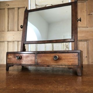 George Iii Mahogany Bow Fronted Swing Mirror Dressing Table Or Box,  2 Drawers