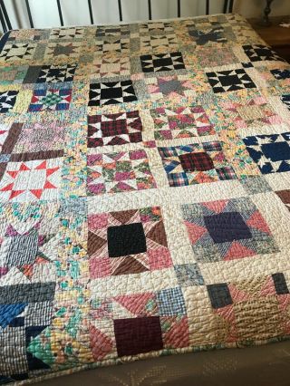 Vintage Patchwork Quilt Hand Stitched/quilted 70 X 82”