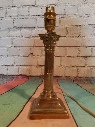 Vintage Old Antique Solid Brass Corinthian Column Table Desk Bedside Lamp