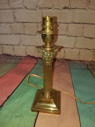 Vintage Old Antique Solid Brass Corinthian Column Table Desk Bedside Lamp 2