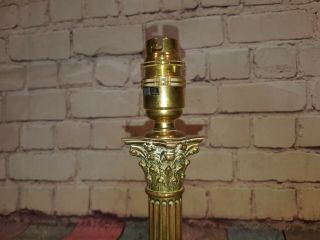 Vintage Old Antique Solid Brass Corinthian Column Table Desk Bedside Lamp 4