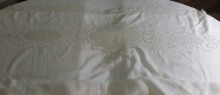 Antique French Bed Linen Sheet Handmade Lace & Embroidery Trousseau Pristine