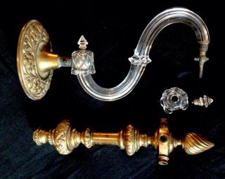 Antique French Glass & Brass Gas Wall Sconce Parts Project