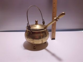 Vintage Brass Bucket Cauldron Pot Kettle With Handle Stone Wand