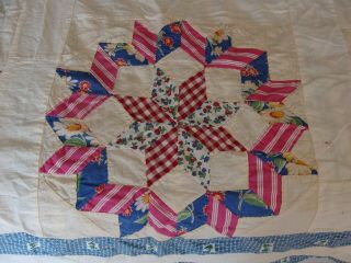 Vtg 1930s 1940s quilt top feedsack fabric patchwork Carpenter Star 83 x 94 2