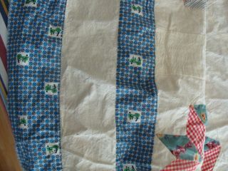 Vtg 1930s 1940s quilt top feedsack fabric patchwork Carpenter Star 83 x 94 6
