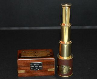 Antique Vintage Brass Telescope 9 " Victorian Marine Telescope With Wooden Box