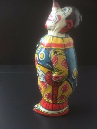 J CHEIN CIRCUS CLOWN VINTAGE 1930 ' s TIN WIND UP WITH SPINNING PADDLES 4