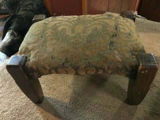 Antique Wood Upholstery Mission Arts & Crafts Foot Stool Craftsman