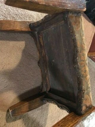 Antique Wood upholstery Mission Arts & Crafts Foot Stool Craftsman 2